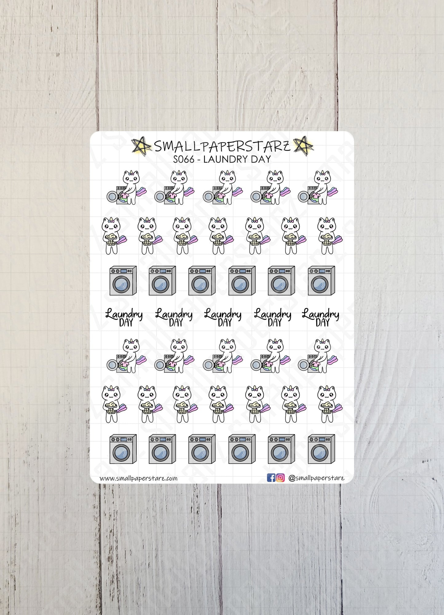 S066 - Lily The Cat Laundry Day Sticker Sheet