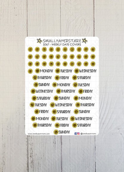 S067 - Sunflower Weekly Date Covers Sticker Sheet