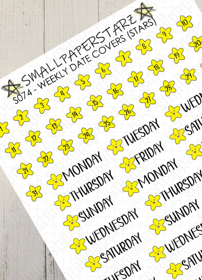 S074 - Stars Weekly Date Covers Sticker Sheet