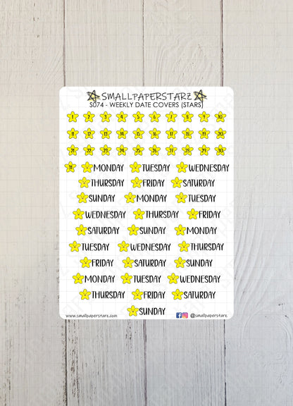 S074 - Stars Weekly Date Covers Sticker Sheet