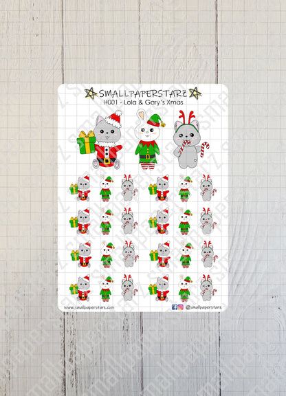 H001 - Lola & Gary's Christmas Holiday Sticker Sheet