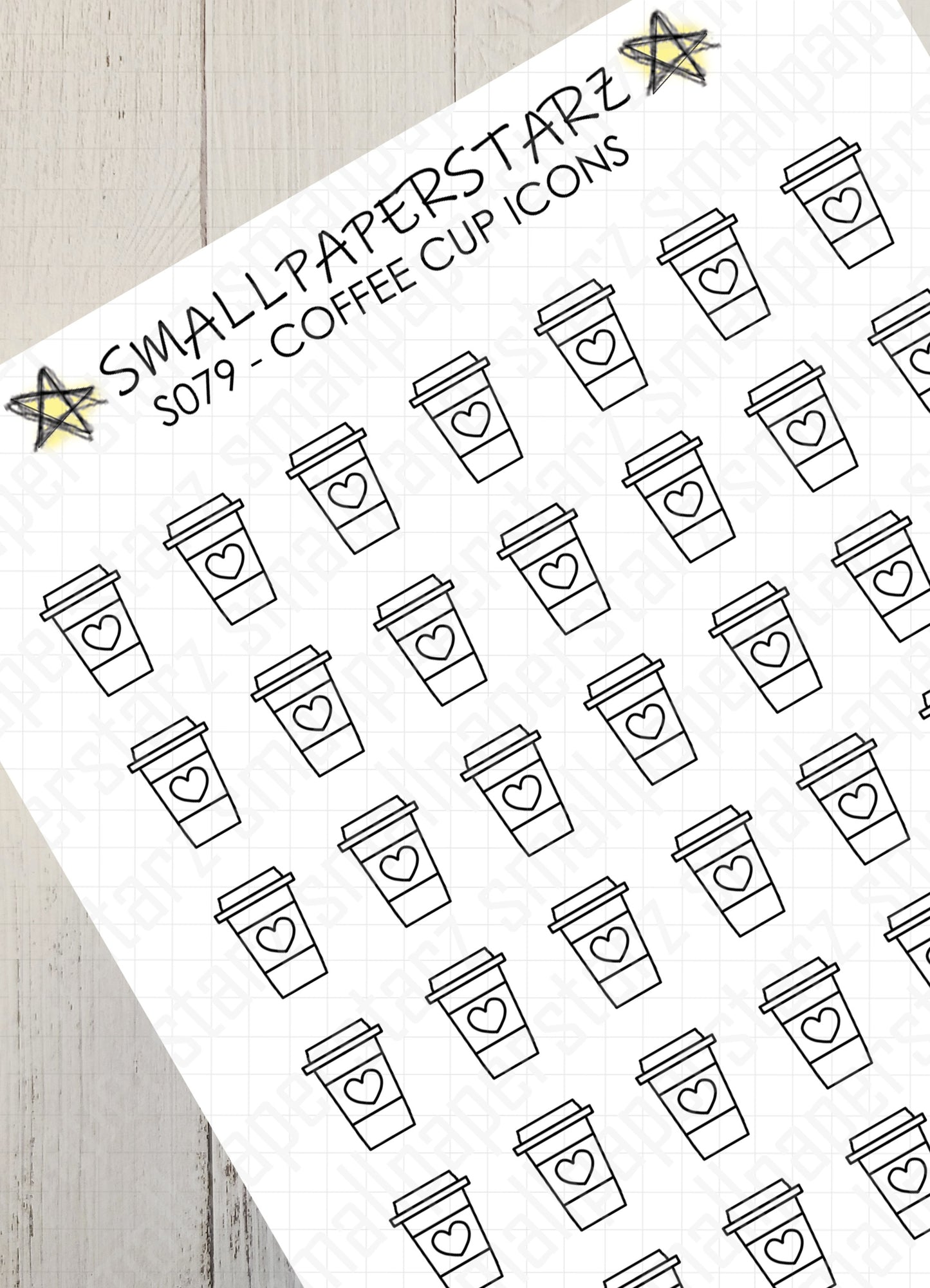 S079 - Coffee Cup Icon Doodles Sticker Sheet