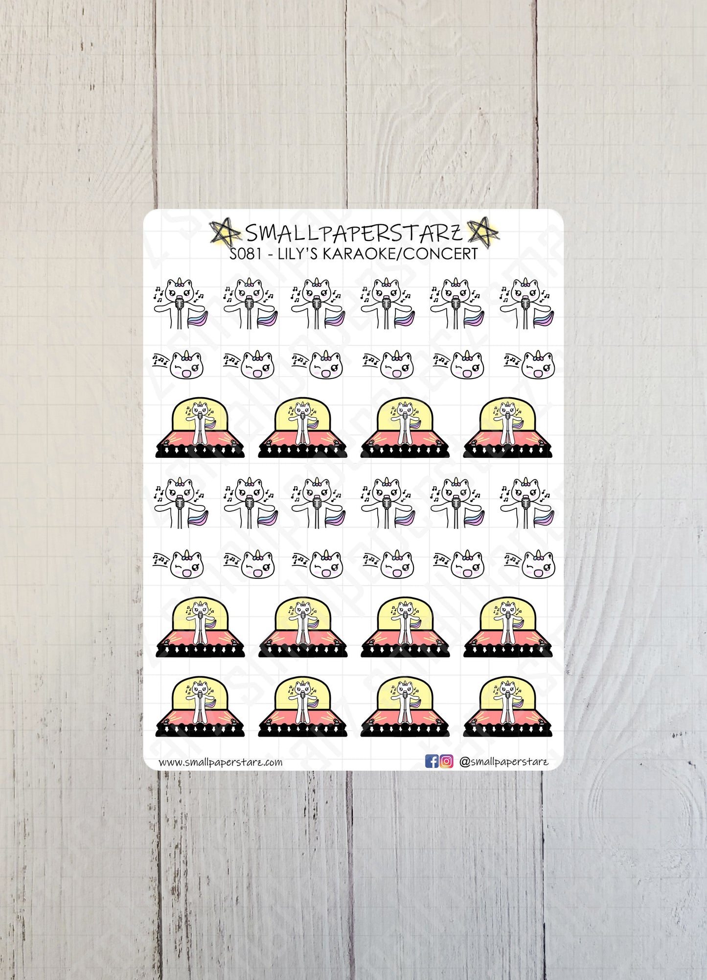 S081 - Lily's Karaoke/Concert Sticker Sheet
