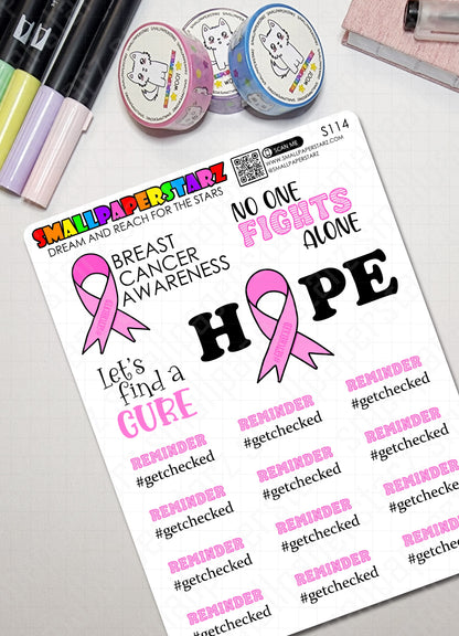 S114 - Hope for the Cure / Breast Cancer Awareness Sticker Sheet