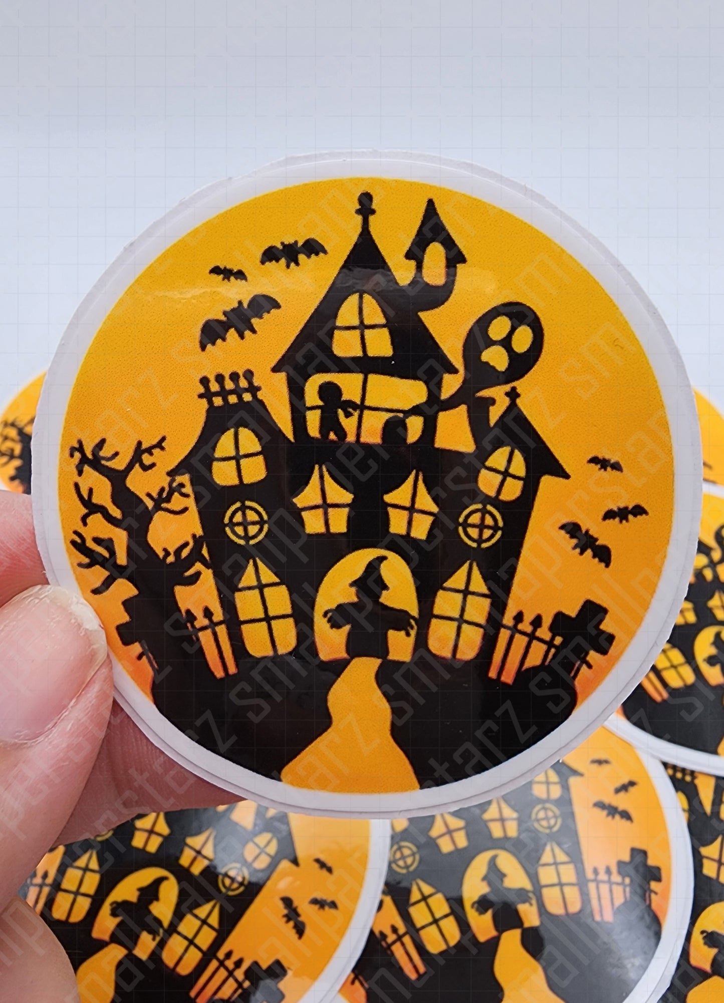 F017 - Haunted Halloween House Water Resistant Vinyl Die Cut Sticker