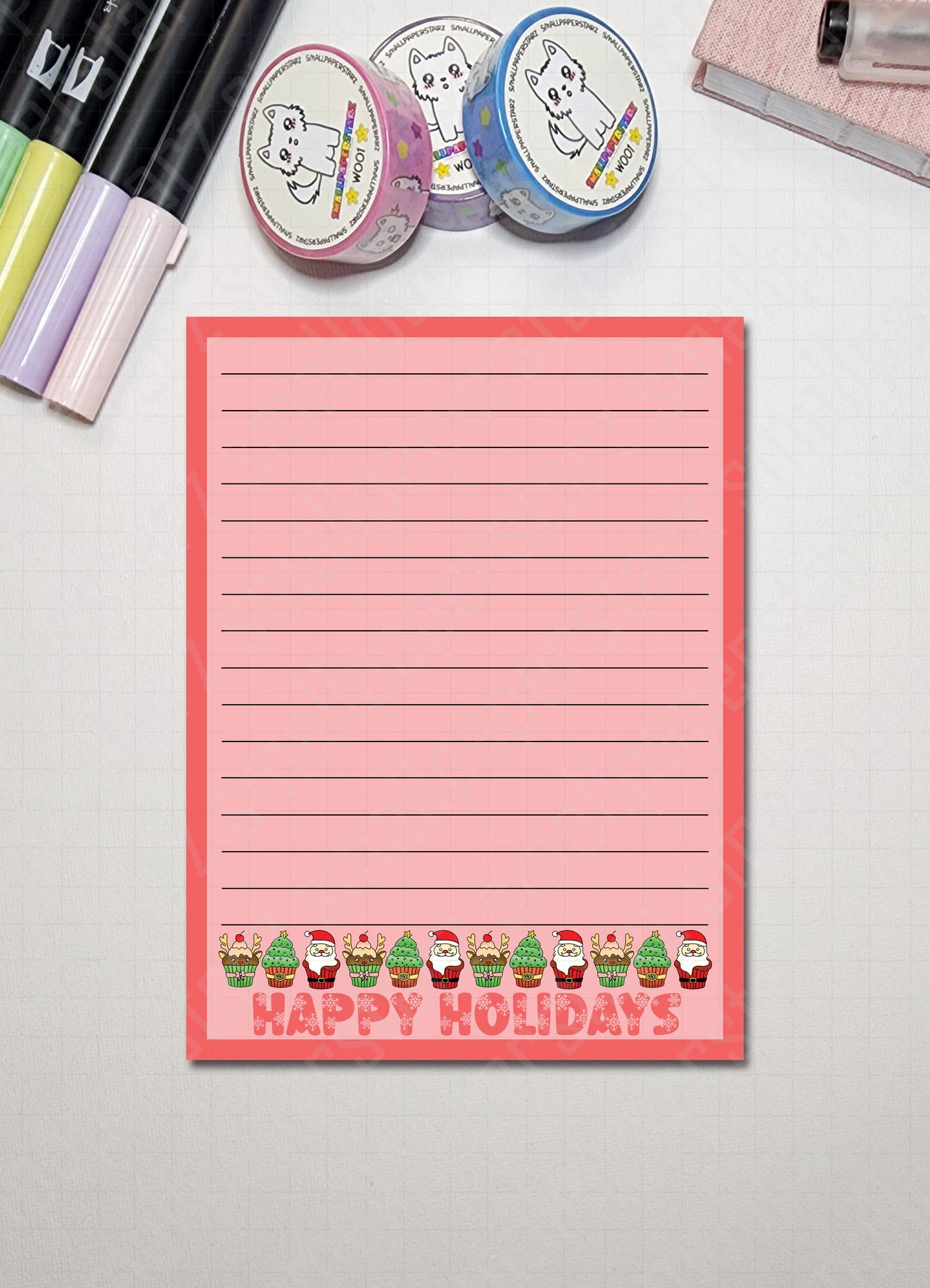 NP017 - Happy Holidays Cupcakes 4.5x6in Memo Notepads Multicoloured