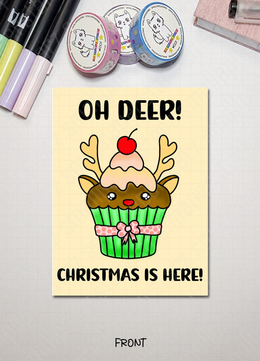 G015 - Oh Deer! Christmas / Winter / Celebration Blank Greeting Card
