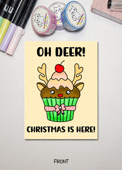G015 - Oh Deer! Christmas / Winter / Celebration Blank Greeting Card