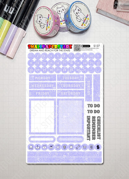 S127 - Christmas Holidays Purple Monthly Planner Kit Functional Sticker Sheet