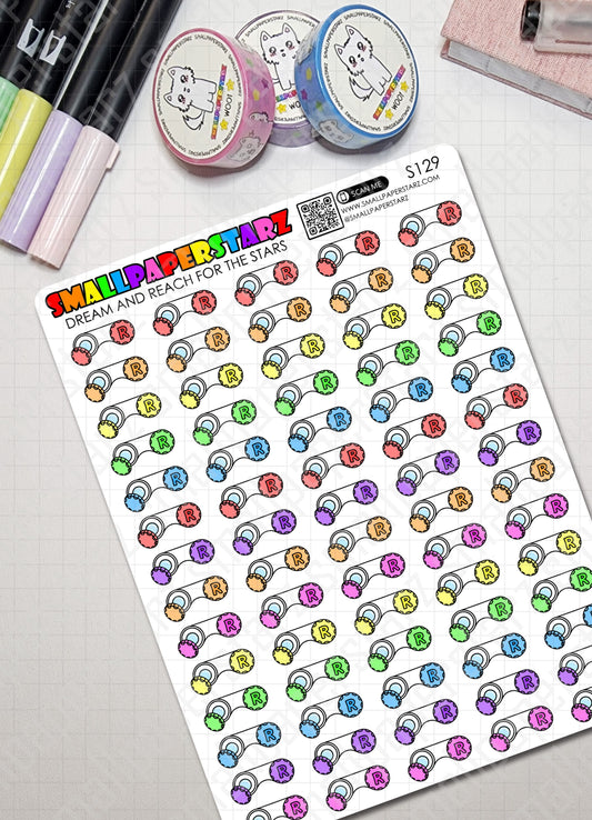 S129 - Contact Lens Colourful Icons Sticker Sheet