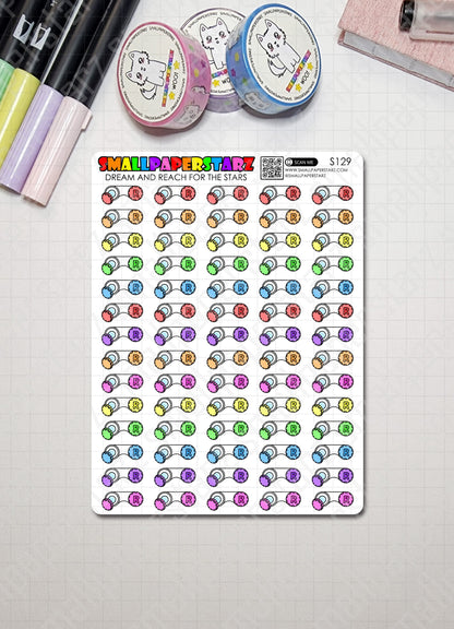 S129 - Contact Lens Colourful Icons Sticker Sheet