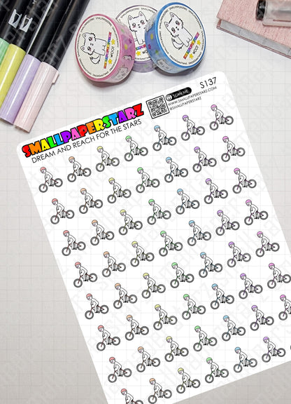 S137 - Bicycling / Cycling / Bike Riding Sticker Sheet