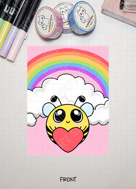 G017 - Rainbow Bee Blank Greeting Card