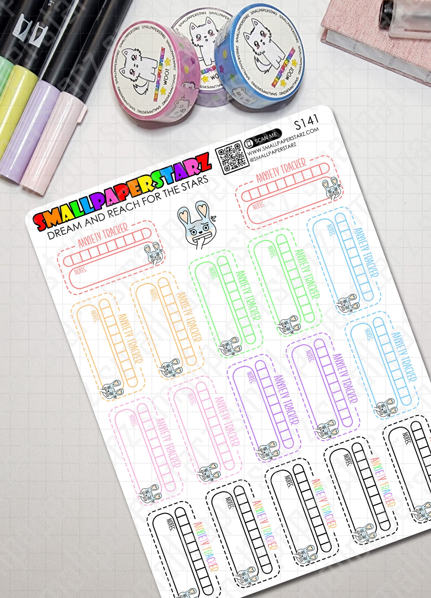 S141 - Anxiety Tracker Rainbow Sticker Sheet