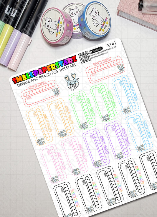 S141 - Anxiety Tracker Rainbow Sticker Sheet