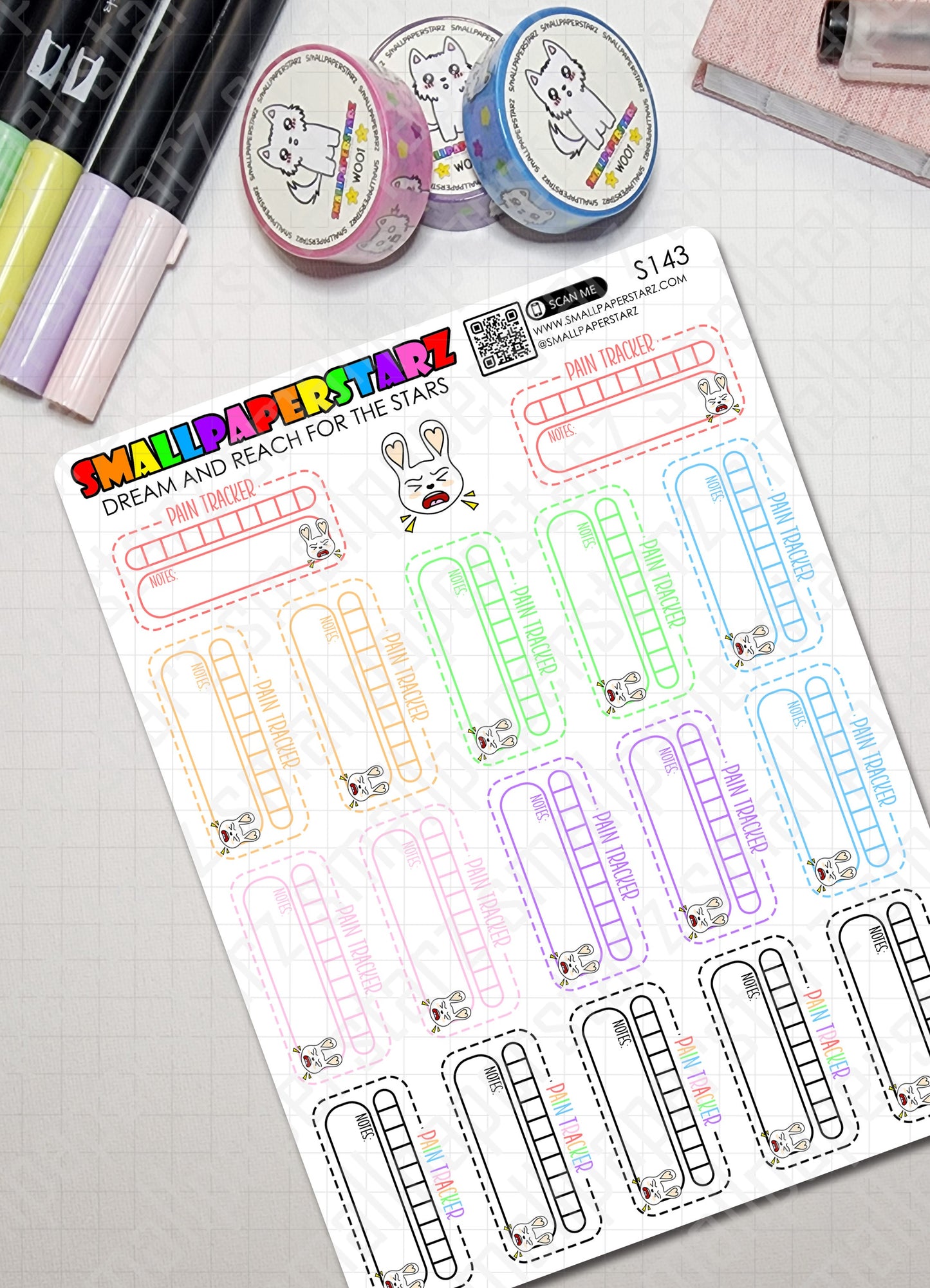 S143 - Pain Tracker Rainbow Sticker Sheet